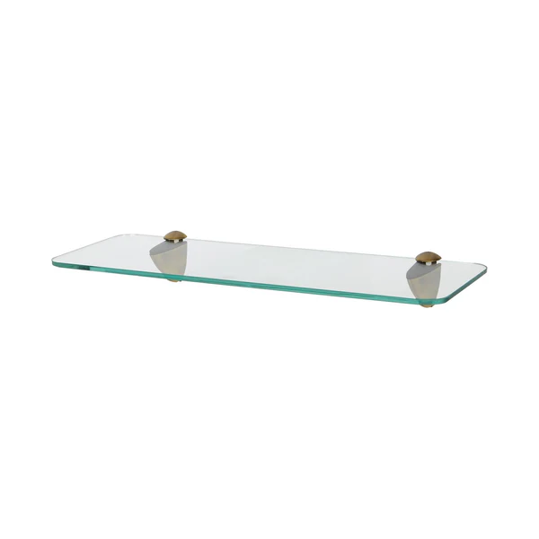 Harbour Housewares Rounded Floating Glass Bathroom Shelf - 40Cm - Clear/Gold, Clear