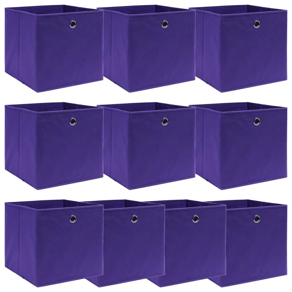 VidaXL Storage Boxes 10 pcs Purple 32x32x32 cm Fabric