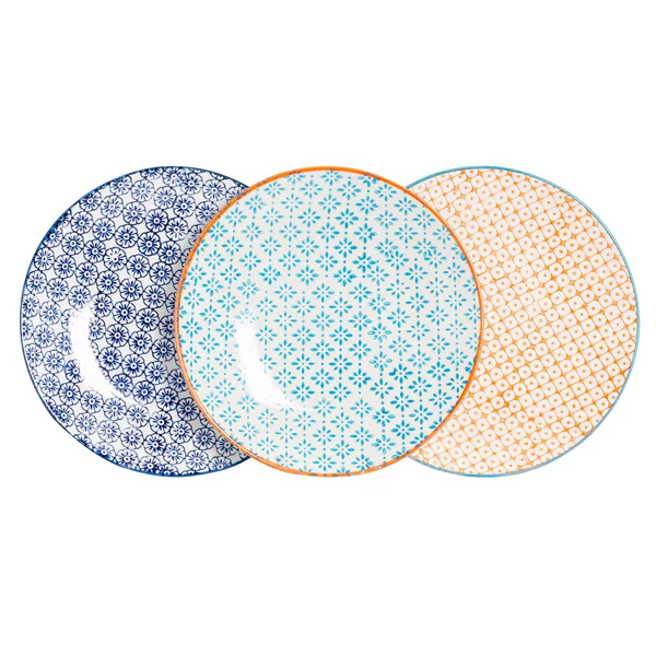Hand-Printed Side Plates - 18cm - 3 Colours - Pack of 6