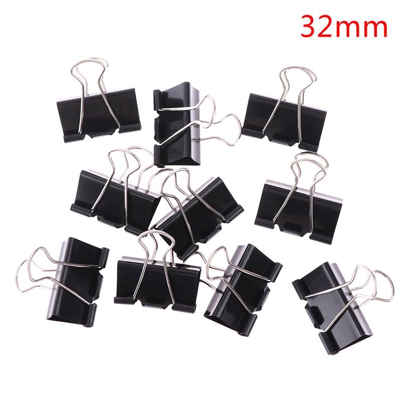 NATAWA 24Pcs Black Metal Binder Clips 32mm Notes Letter Paper Clip Office Supplies Binding Securing black