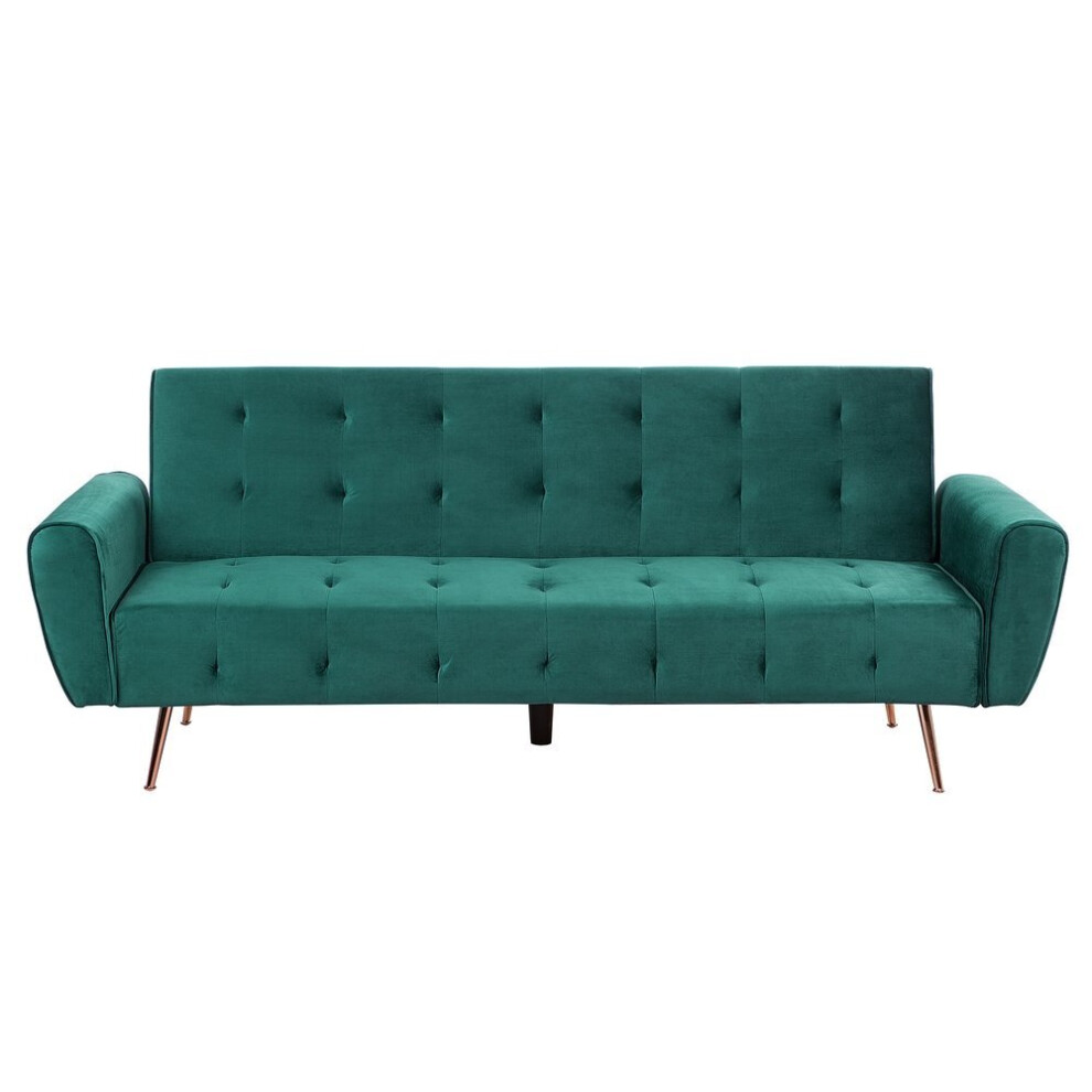 Beliani Sofa Bed Selnes Emerald Green Velvet