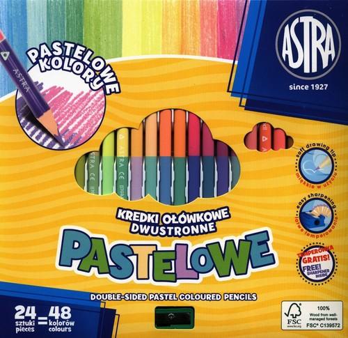Astra Professional Artist Dual-Tip Pastel Pencil Set - 48 Vibrant Shades, 24 Dual-Sided Pencils