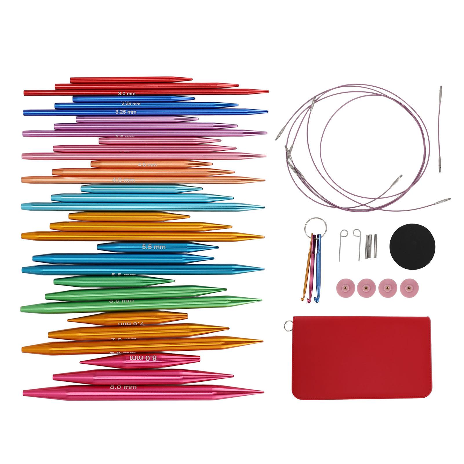 OutsideWorld Circular Knitting Needles Set Detachable 33Pcs Round Interchangeable Circle Knitting Needle Set