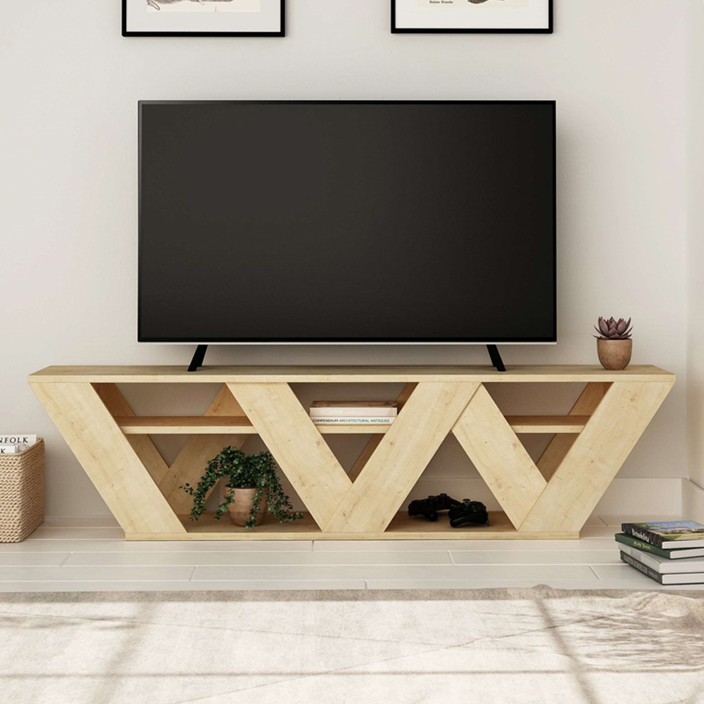 Decortie Ralla Modern TV Stand Entertainment Unit - Oak