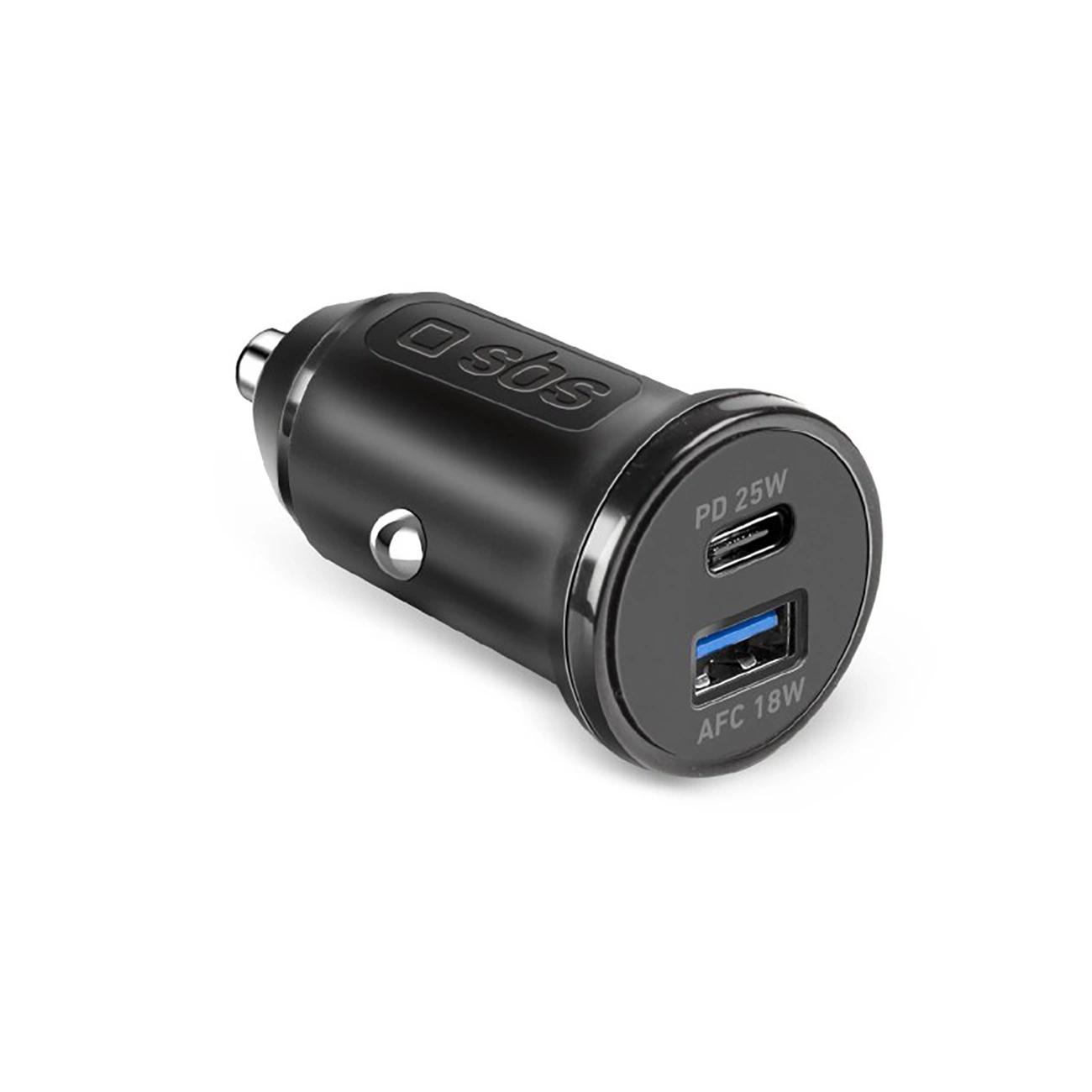 ICables Sbs Tecrpd25w Car Charger 25w Usb-a Usb-c With Power Delivery - Black