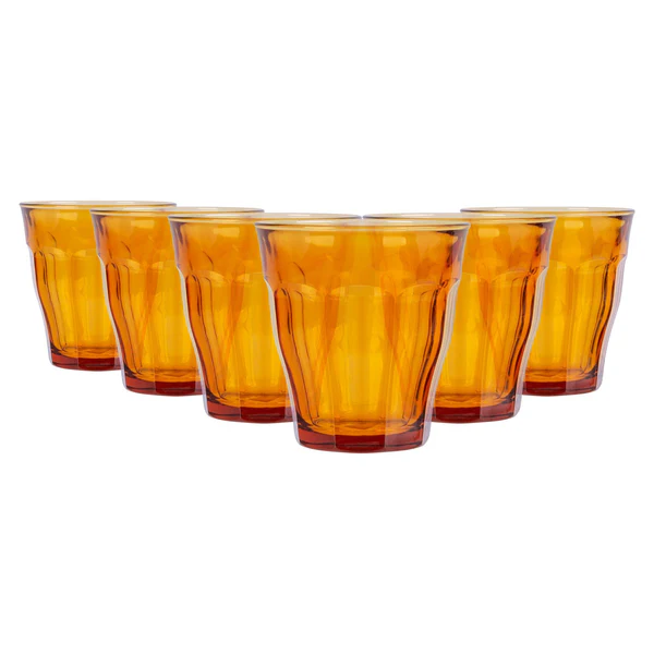 Duralex 250ml Picardie Water Glasses - Pack of Six - Amber