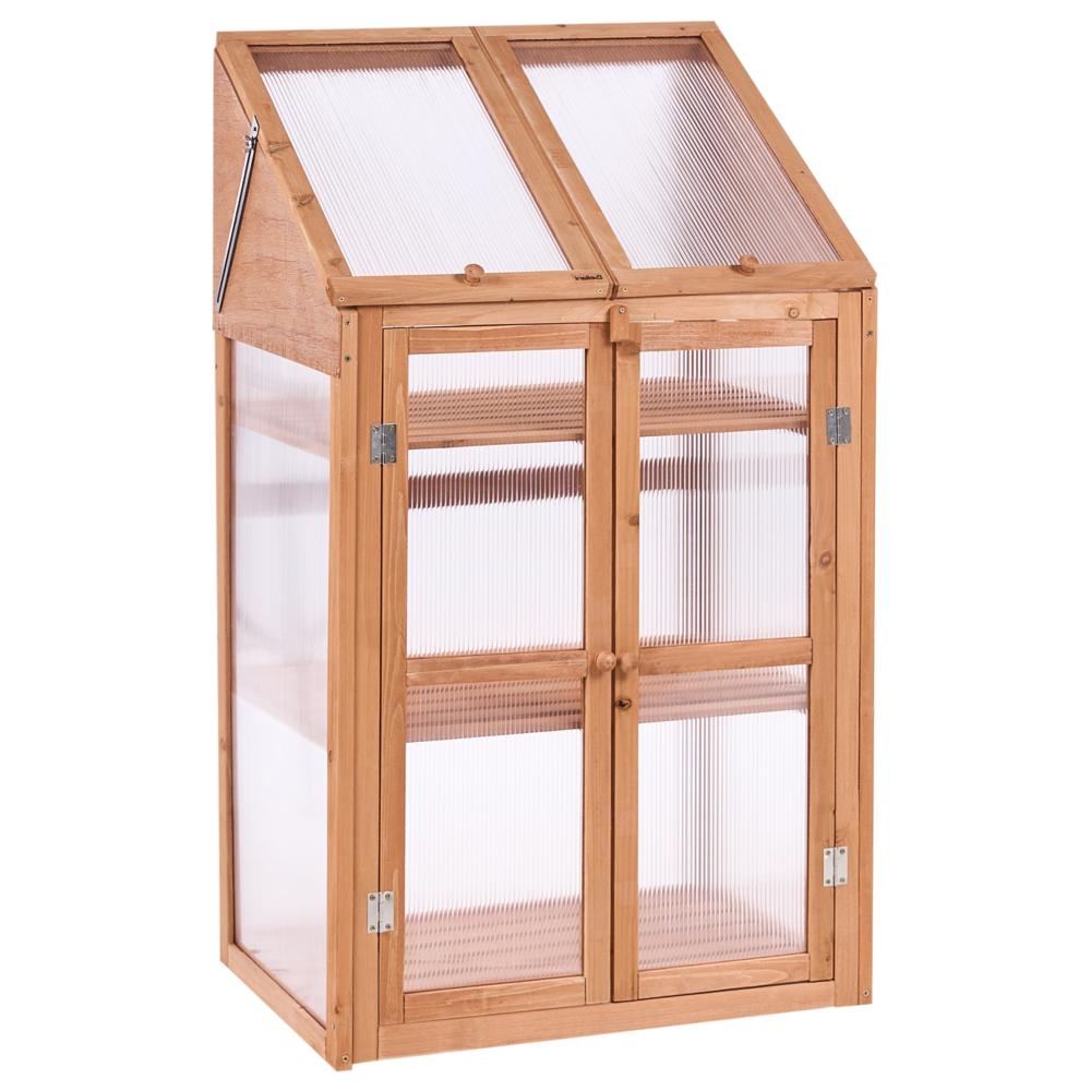 Beliani Balcony Greenhouse Volvera Fir Wood Light Brown 49 Cm