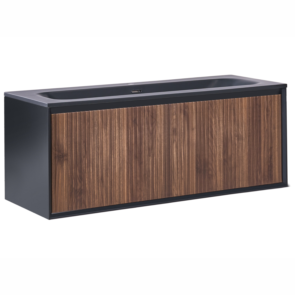 Beliani Wall Mounted Vanity Unit With Basin Titicaca 120 Cm Dark Brown