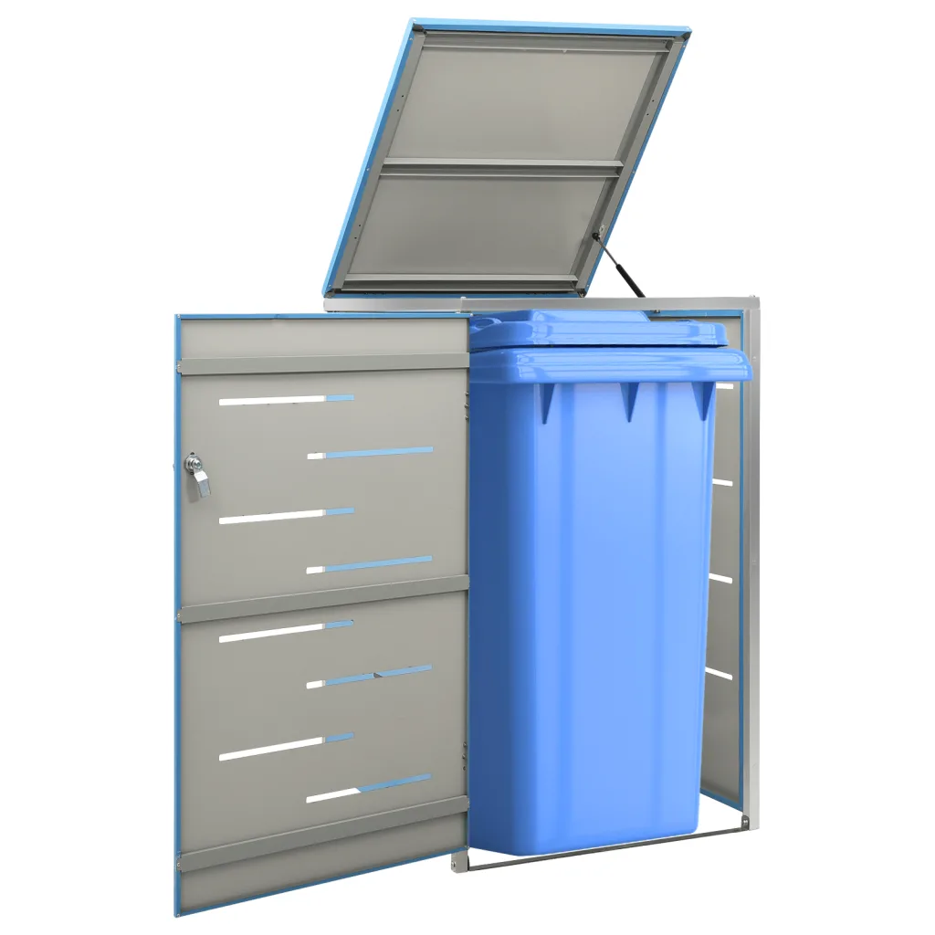 VidaXL Single Wheelie Bin Shed 69x77.5x115 cm Stainless Steel