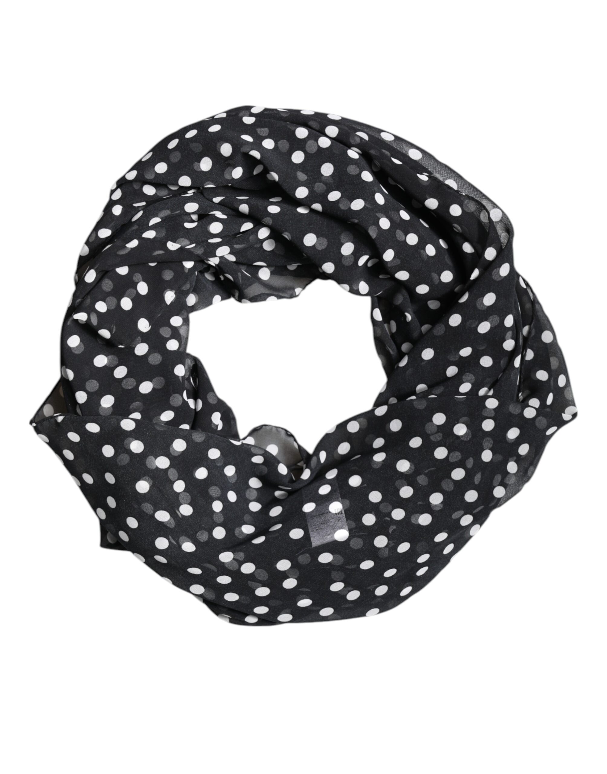 DOLCE & GABBANA Polka Dot Silk Scarf Wo - Black Scarves