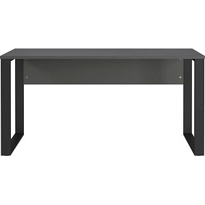 Germania Desk with Front Panel and Metal Runners - Graphite and Black, none