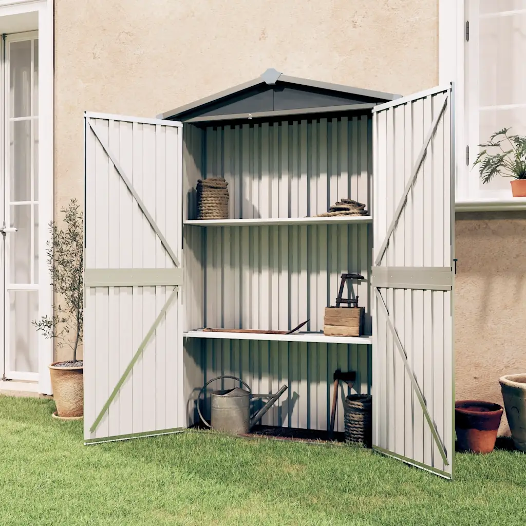 VidaXL Garden Shed Grey 107.5x46x183 cm Galvanised Steel