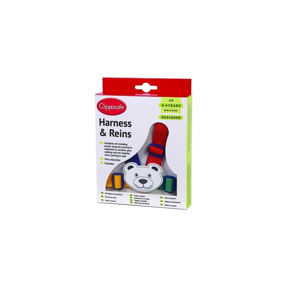 Clippasafe Harness and Reins - Designer Teddy - Multicoloured Multicoloured Unisex