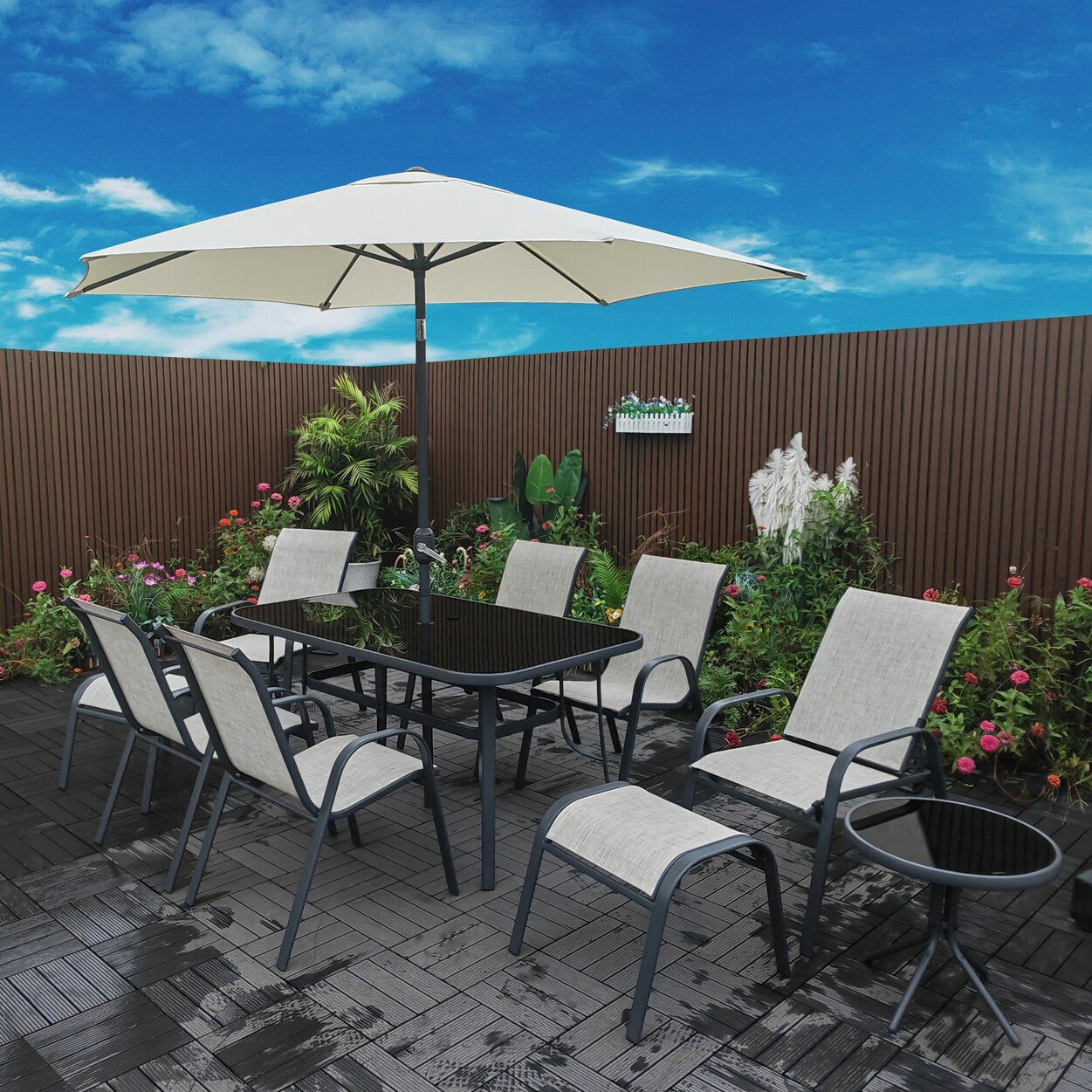 Outdoor Essentials Porto 11 Piece Textilene Set - Grey