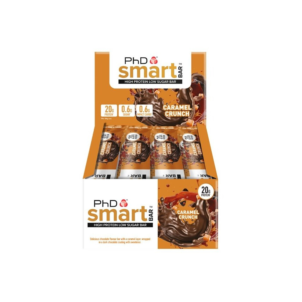PHD Nutrition | Smart Bar | High Protein Low-Sugar Indulgent Chocolate-Coated Protein Bars | 20 g Protein 238 Calories | Chocolate Peanut Butter 12 Bars