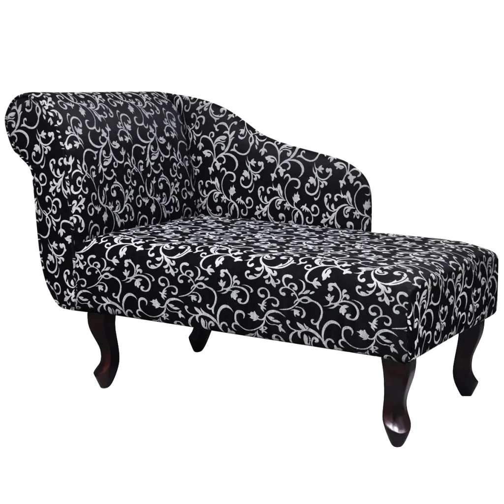 VidaXL Chaise Longue Black and White Fabric