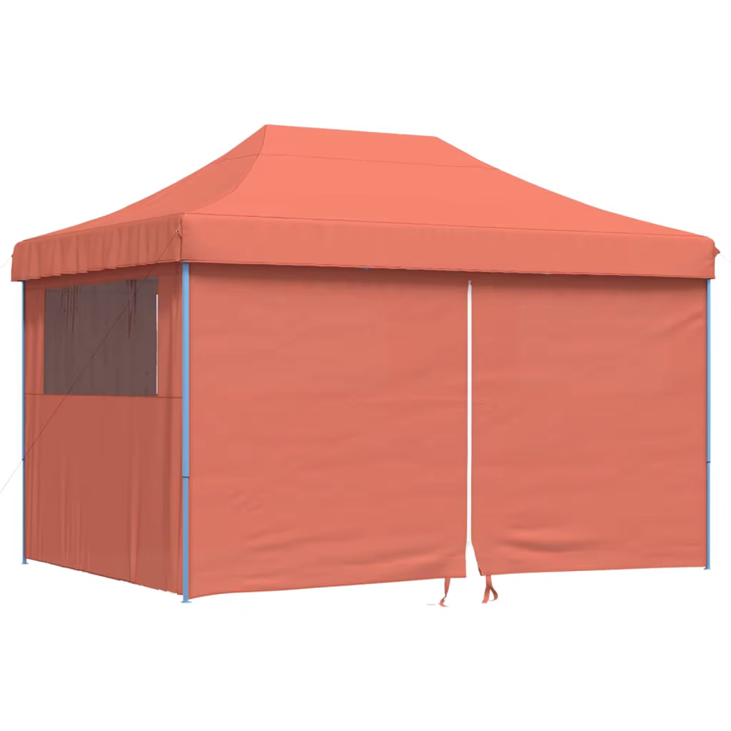VidaXL (terracotta, with 4 sidewalls) vidaXL Foldable Party Tent Pop-Up with 4 Sidewalls Patio Gazebo Canopy Shelter