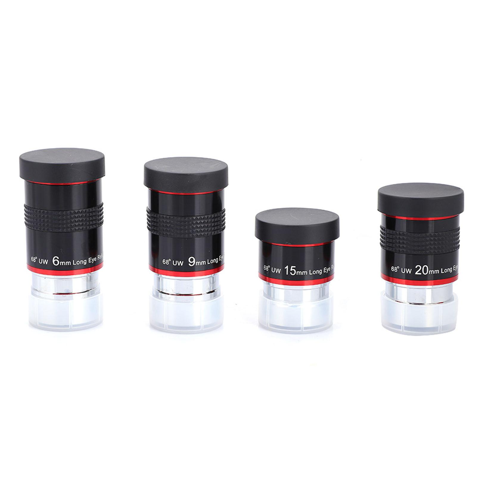Wosawe Outdoor Sports 1.25 68 degrees Ultra Wide Angle FMC Eyepiece Kit 6+9+15+20mm for Astro Telescope