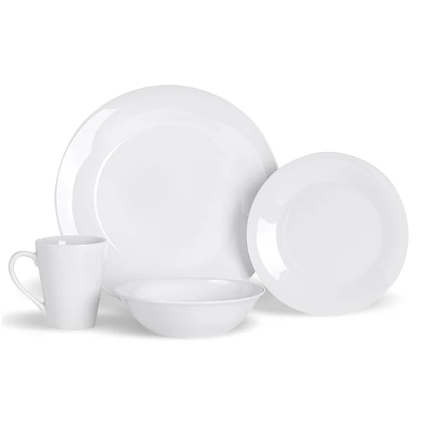 16 Piece Dinnerware Set, Service for 4 white