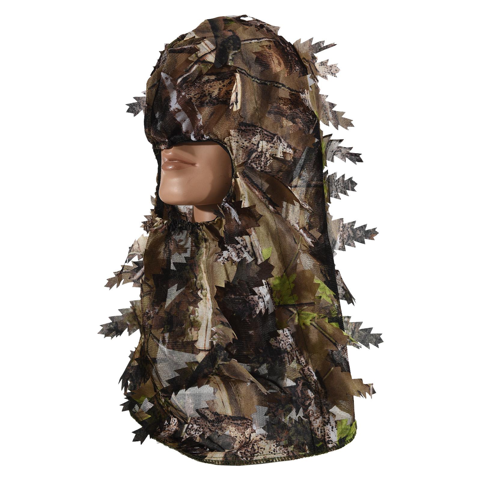 Wosawe Outdoor Sports Ghillie Hunting Hat Camouflage Leaf Headgear Mosquito Net Hat Hunting Accessories for Men