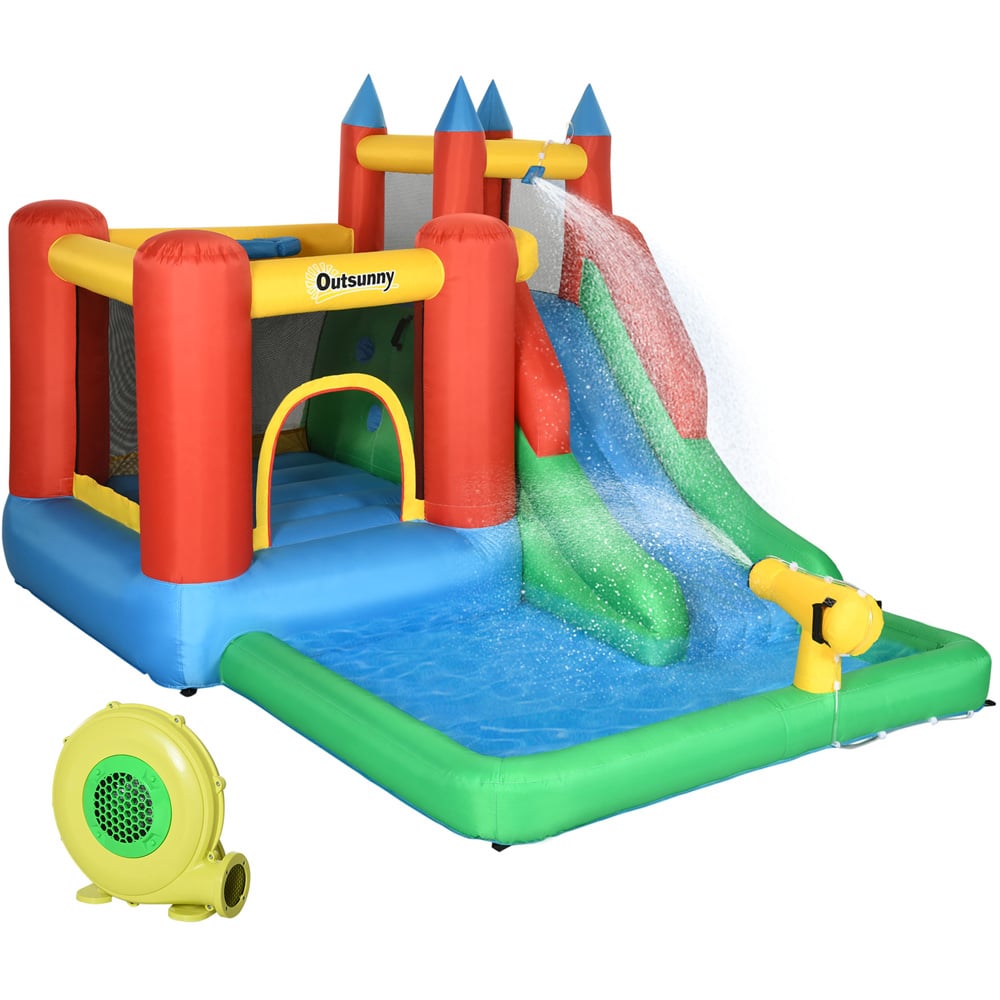 Outsunny Kids Bouncy Castle with Water Gun and Blower