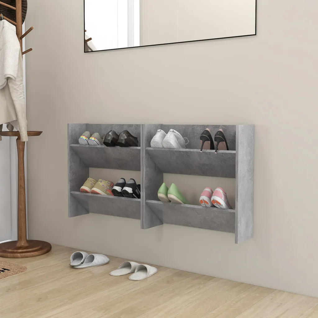 VidaXL Wall Shoe Cabinets 2 pcs Concrete Grey 60x18x60 cm Chipboard