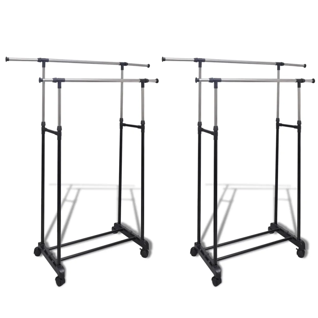 VidaXL Adjustable Clothes Racks 2 pcs 2 Hanging Rails