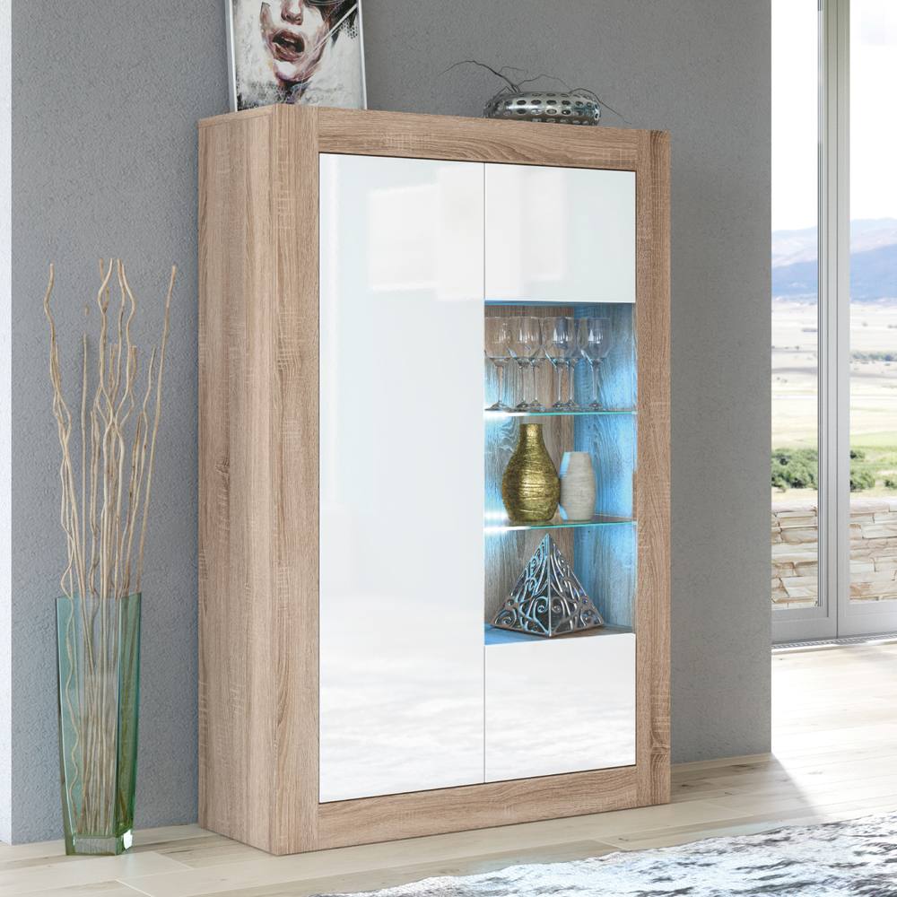 Creative Furniture Modern Sideboard Display Cabinet Cupboard TV Stand - Oak & White