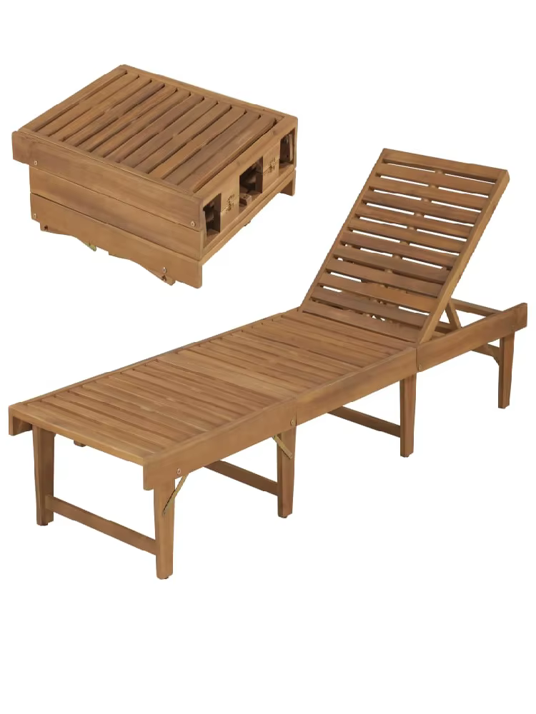VidaXL Folding Sun Lounger Solid Acacia Wood