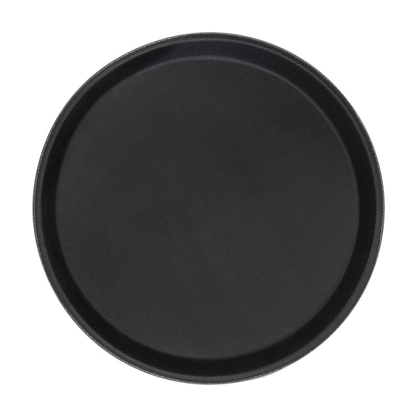 28cm Black Round Plastic Non-Slip Serving Tray | By Argon Tableware