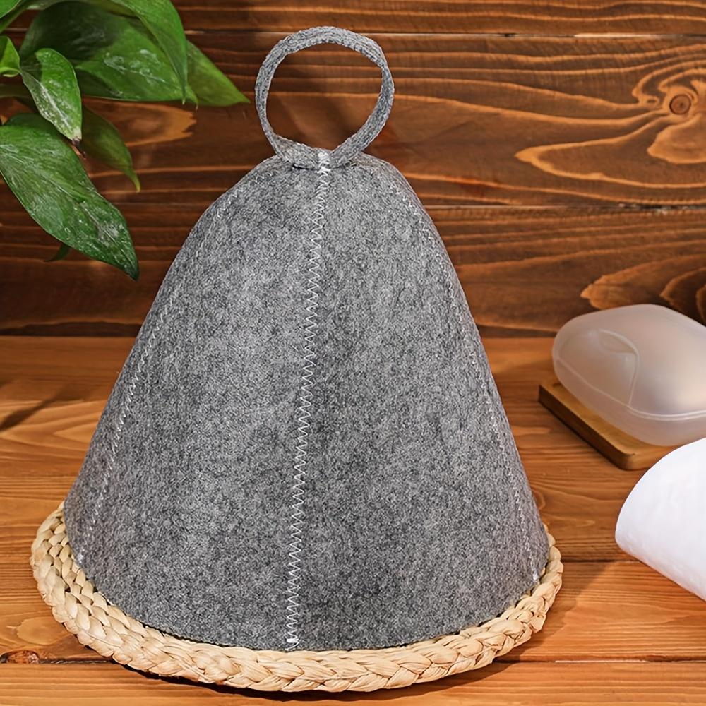 XYNN Anti Heat Sauna Hat Thicken Wool Felt Shower Cap Hair Turban Quickly Drying Towel Hats Sauna Bathroom Accessories grey