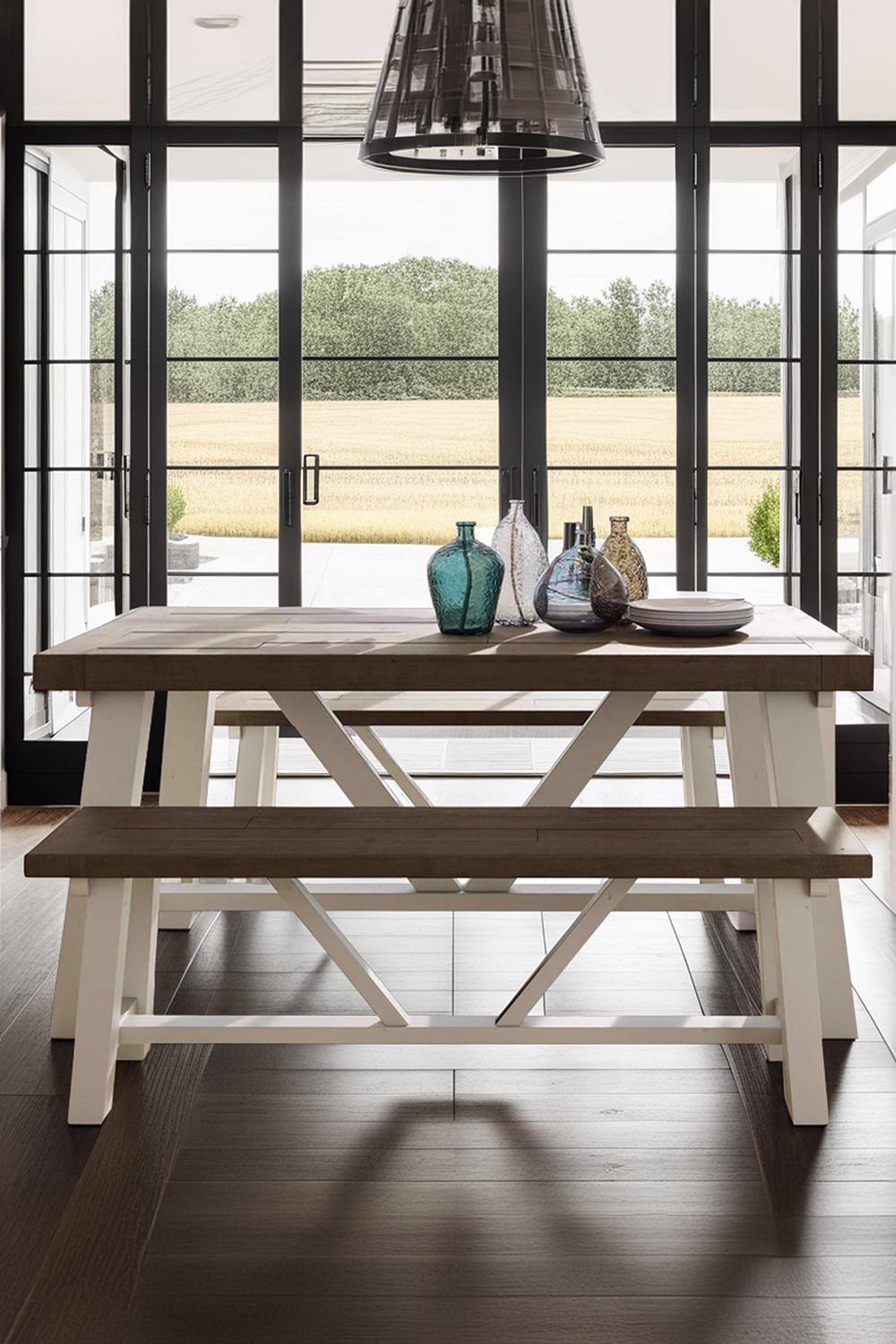 FWStyle Pair Of Solid Reclaimed Pine 1.4M Dining Benches