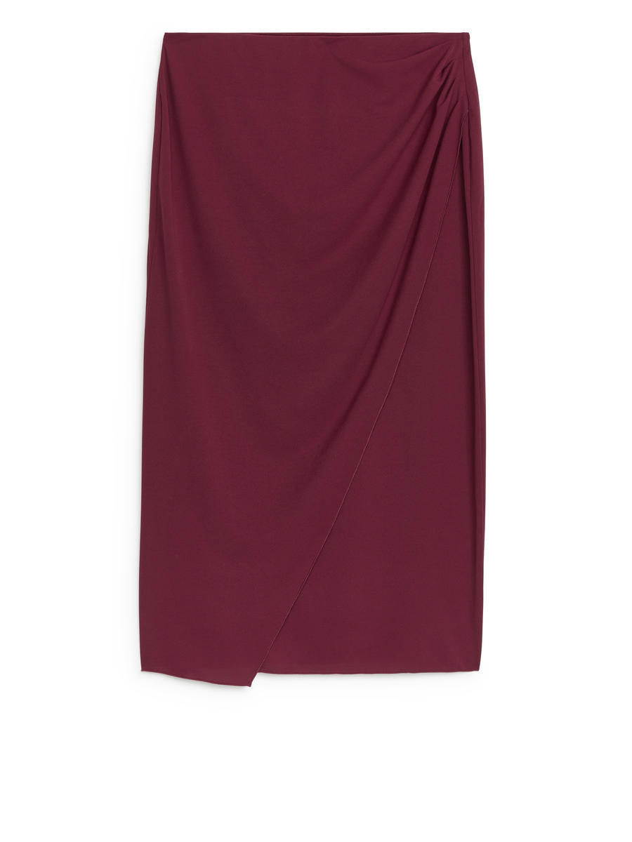 ARKET Wrap Jersey Skirt -red, S