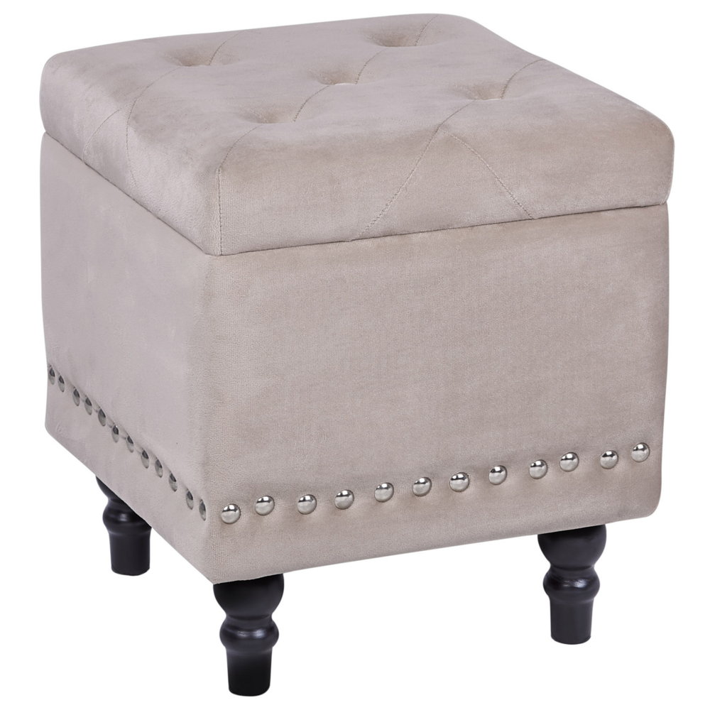 Beliani Glam Pouffe Loretto Beige Velvet