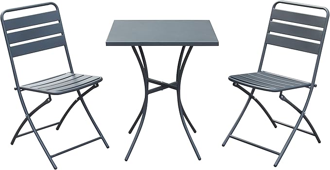 Biacchi Salotto salottino da esterno per giardino pieghevole in acciaio Bistrot