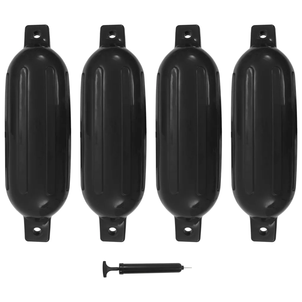VidaXL Boat Fender 4 pcs Black 58.5x16.5 cm PVC