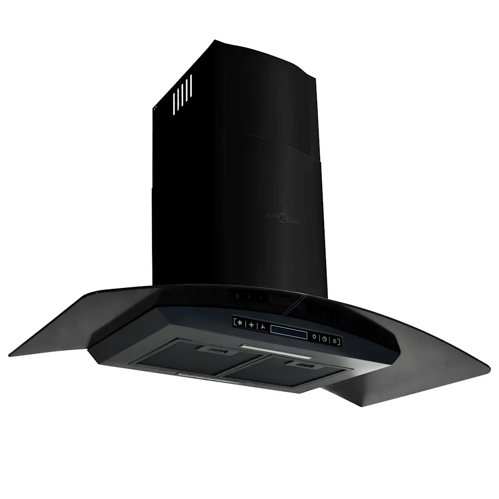 VidaXL Wall Mounted Range Hood Stainless Steel 756 m³/h 90 cm Black