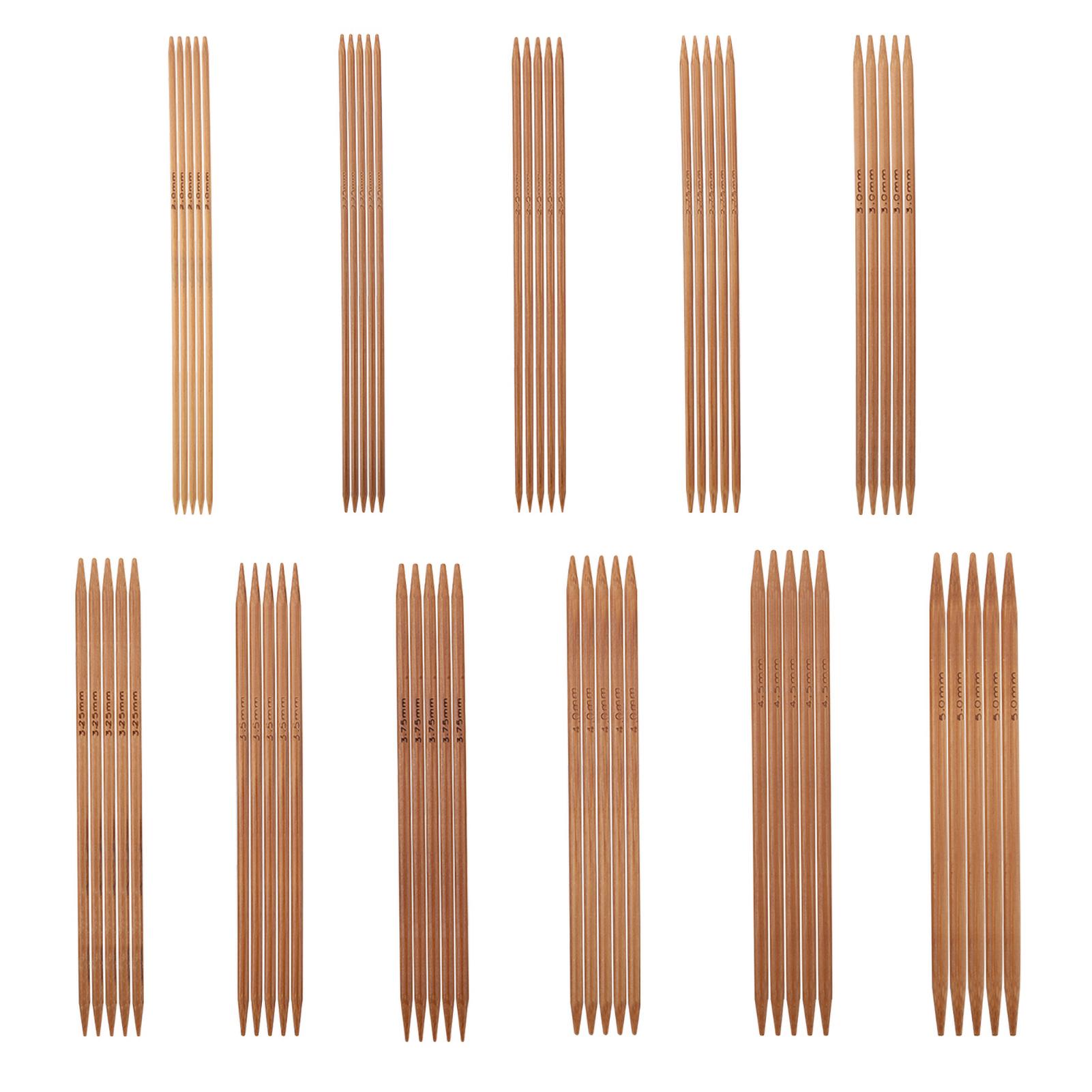 Neoglint Set of 11 Bamboo Double Pointed Knitting Needles Set 11 Sizes (5.1in/13cm)