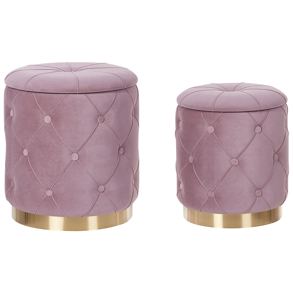 Beliani Pouffe Pueblo Set Of 2 Pink Velvet