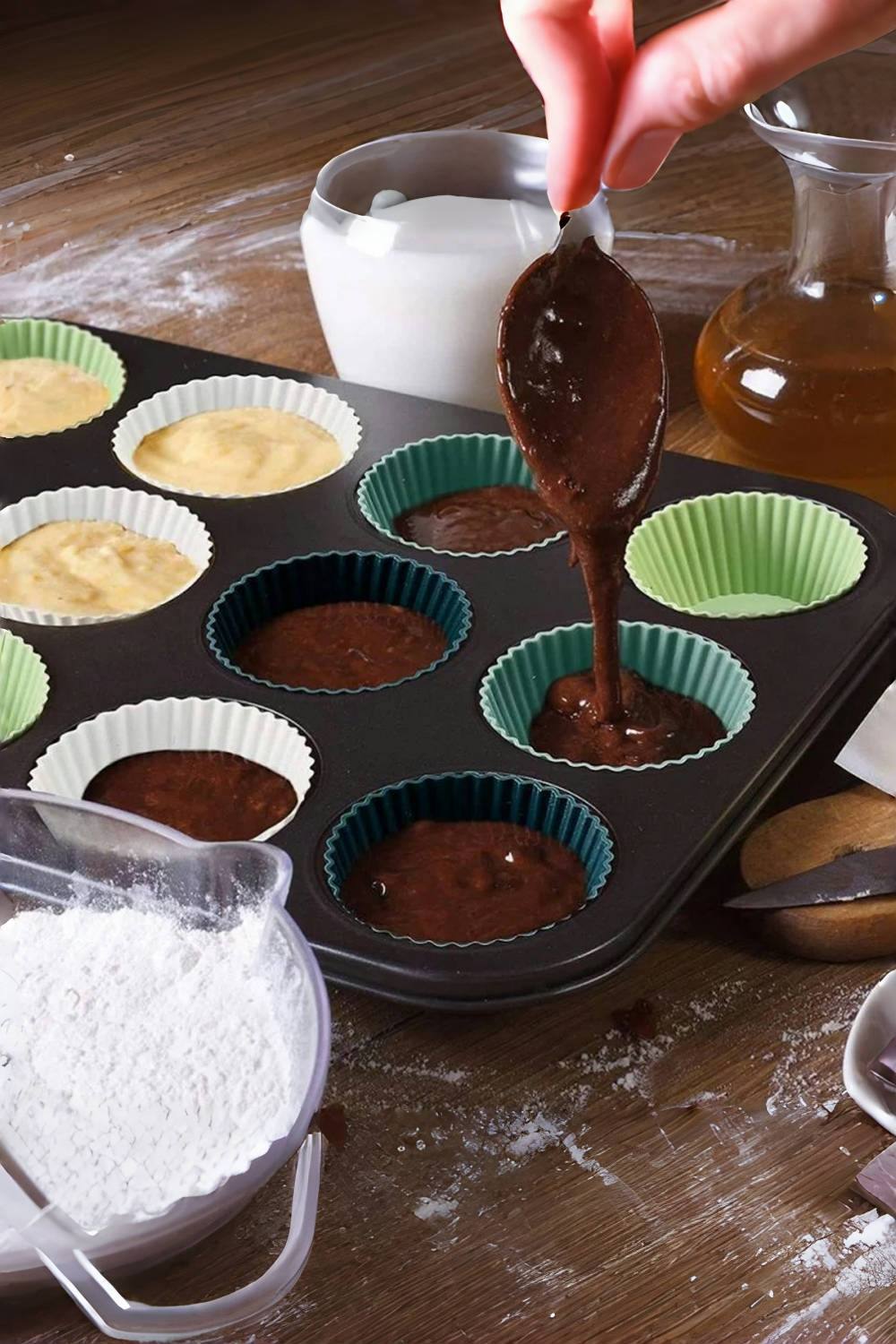 Living And Home Set of 24 Reusable Silicone Muffin Baking Cups Multicolour