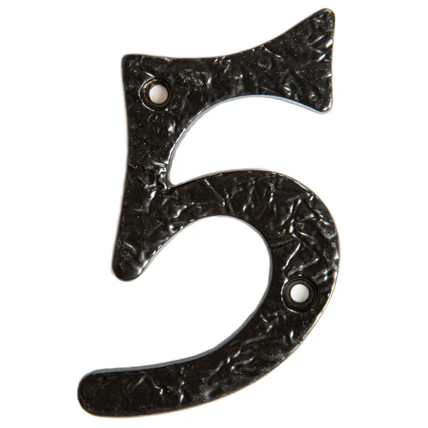 80mm Black Rustic Iron House Number 5 | By Hammer & Tongs