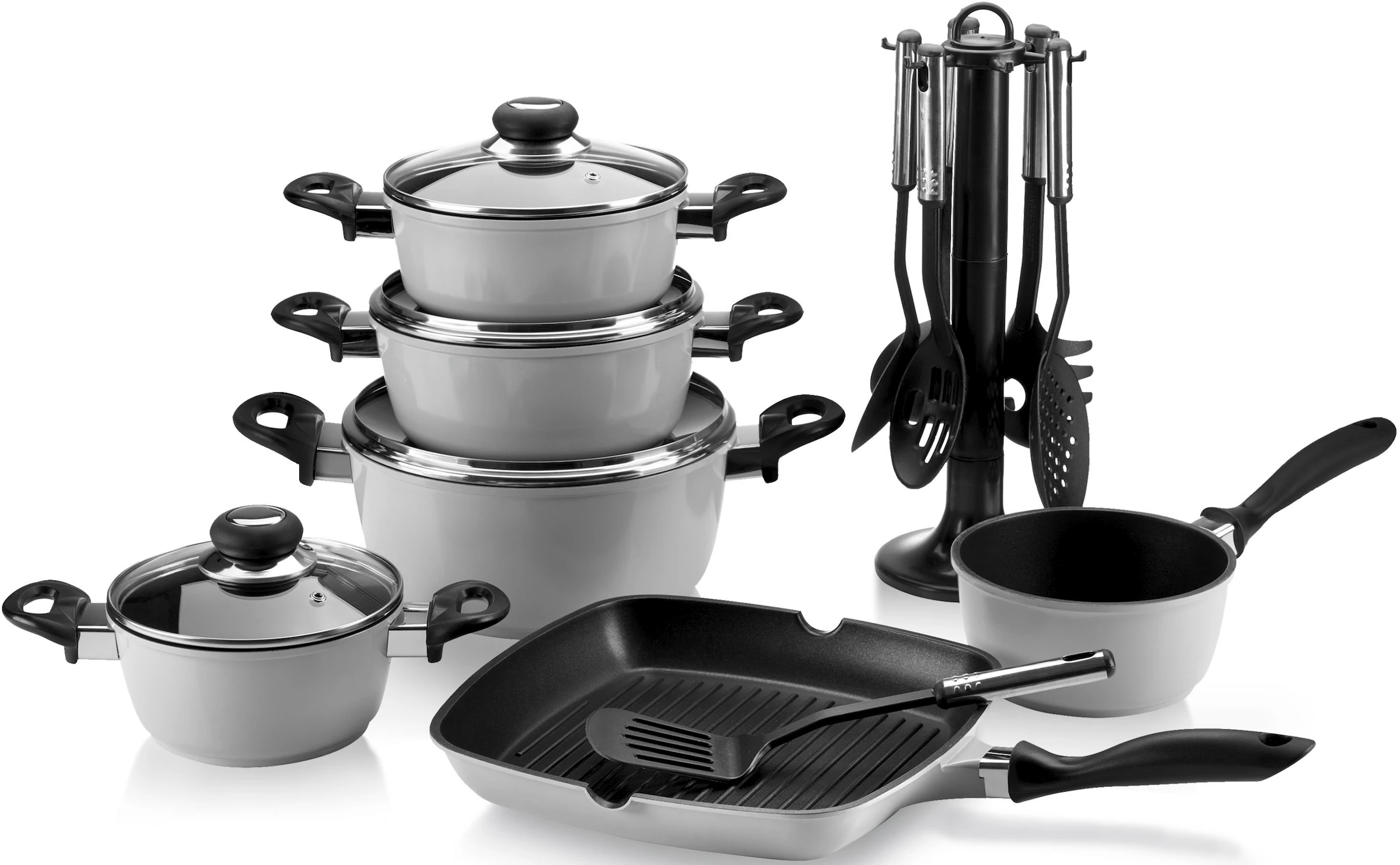 Kruger Karl Kruger 13 Pieces Aluminium Non Stick Cookware Set gray