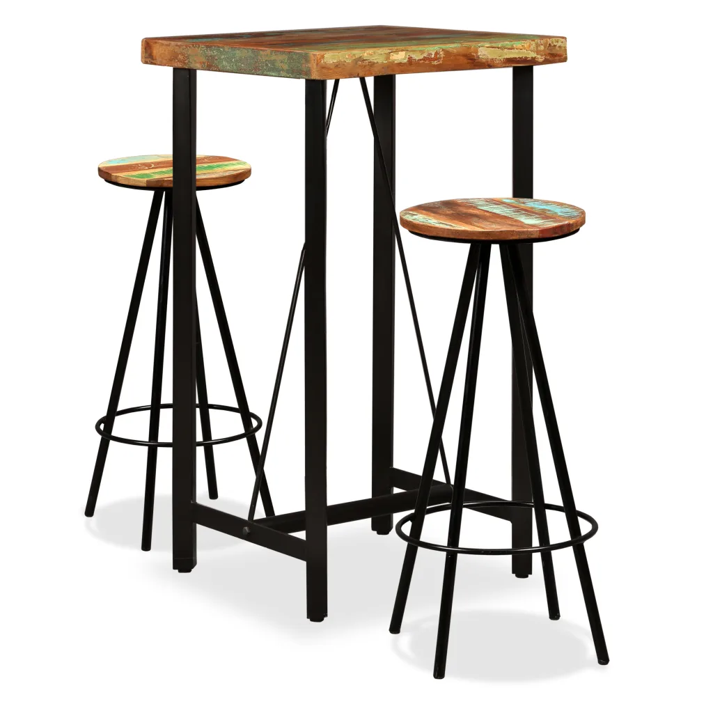 VidaXL Bar Set 3 Pieces Solid Reclaimed Wood