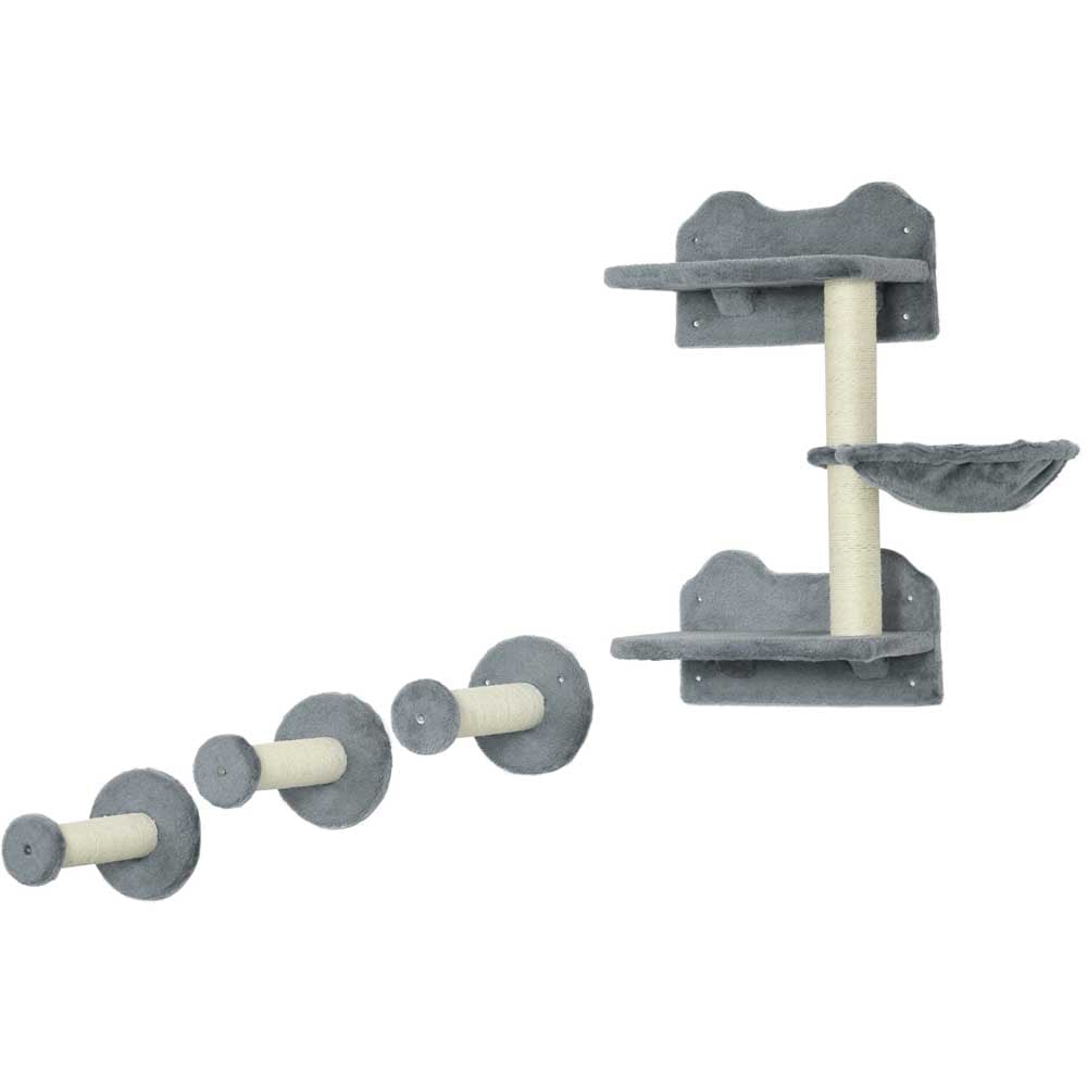 PawHut 4 Piece Cat Shelf, Cat Wall Furniture w/ Hammock, Steps, Platforms