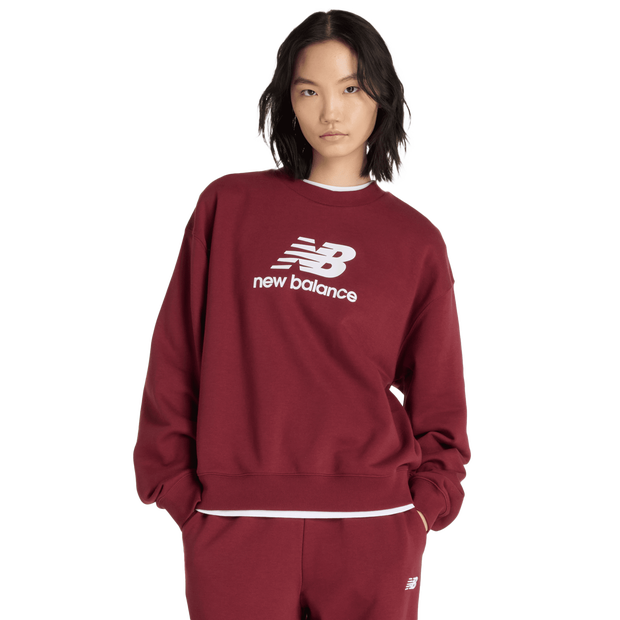New Balance Terry Women Sweatshirts - Red - Size M - Cotton Jersey