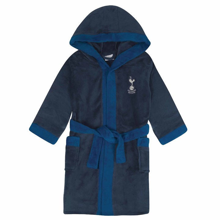 Tottenham Hotspur (Navy Blue/Marine, 11-12 Years) Boys Dressing Gown Robe Hooded Fleece OFFICIAL Football Gift