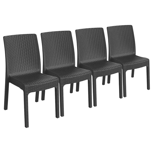 Harbour Housewares Nilufer Rattan Effect Garden Dining Chairs - Pack Of 4