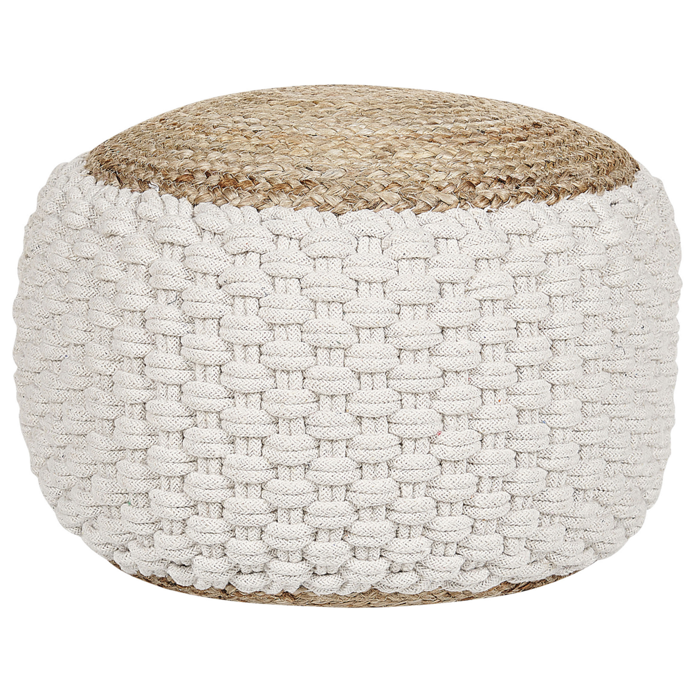 Beliani Boho Pouffe Aiza White