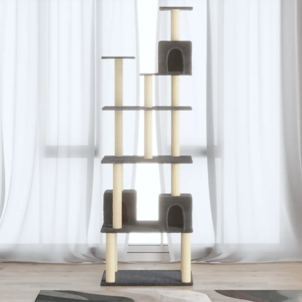 VidaXL Cat Tree with Sisal Scratching Posts Dark Grey 188 cm