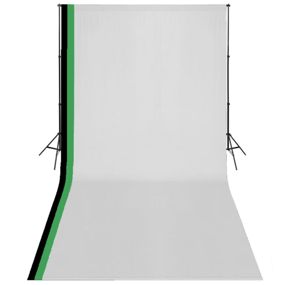 VidaXL Photo Studio Kit with 3 Cotton Backdrops Adjustable Frame 3x6m